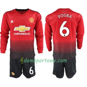 Koszulka Manchester United POGBA 6 Dziecięcy Domowe Koszulki Piłkarskie 2018-2019 Długi Rękaw